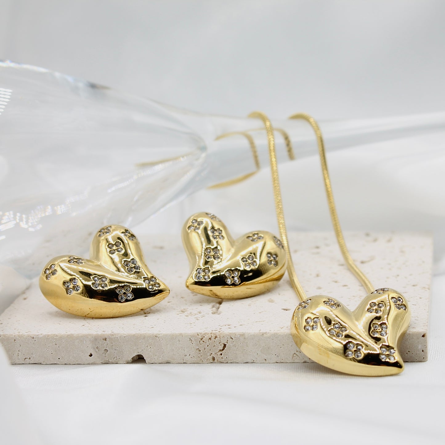 GOLDEN BLOSSOM HEART EARRINGS