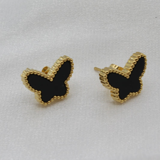 BLACK BUTTERFLY STUD EARRINGS