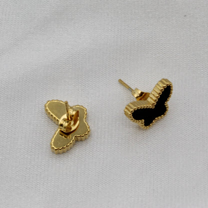 BLACK BUTTERFLY STUD EARRINGS