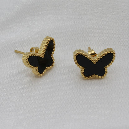 BLACK BUTTERFLY STUD EARRINGS