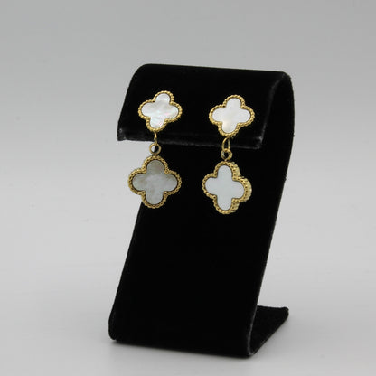 LUCY WHITE CLOVER DANGLE EARRINGS