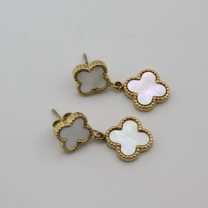 LUCY WHITE CLOVER DANGLE EARRINGS