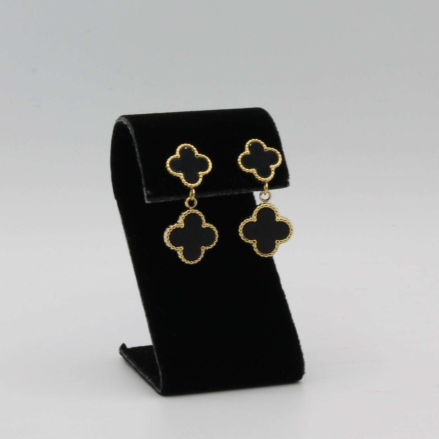 LUCY BLACK CLOVER DANGLE EARRINGS