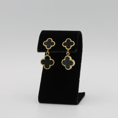 LUCY BLACK CLOVER DANGLE EARRINGS