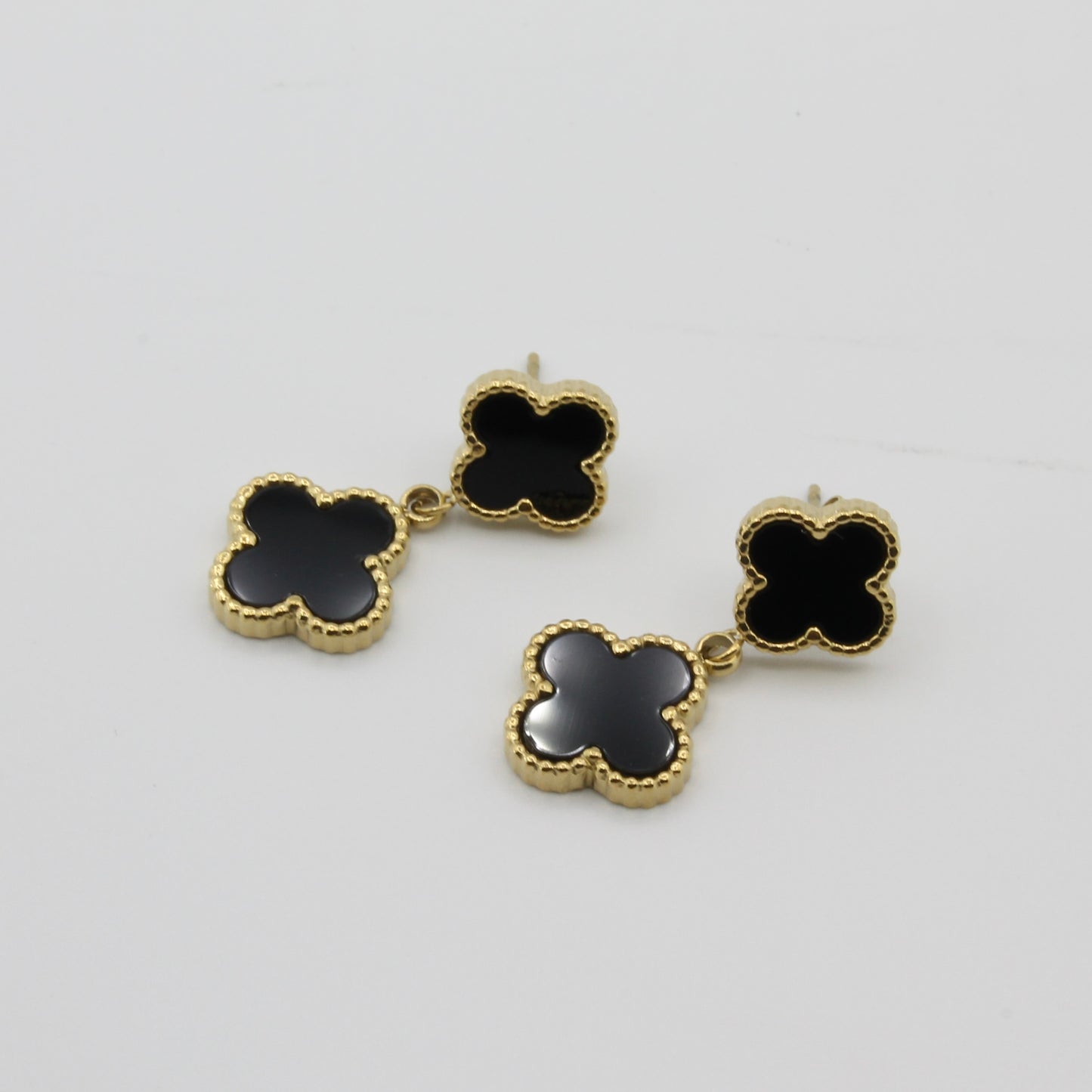 LUCY BLACK CLOVER DANGLE EARRINGS