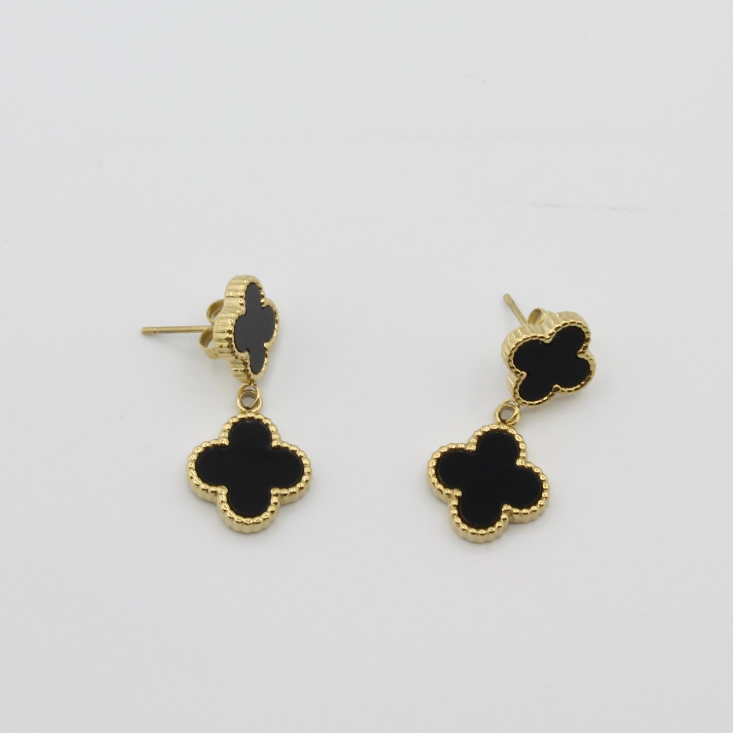 LUCY BLACK CLOVER DANGLE EARRINGS