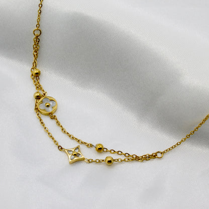 gold plated stainless steel two layer anklet