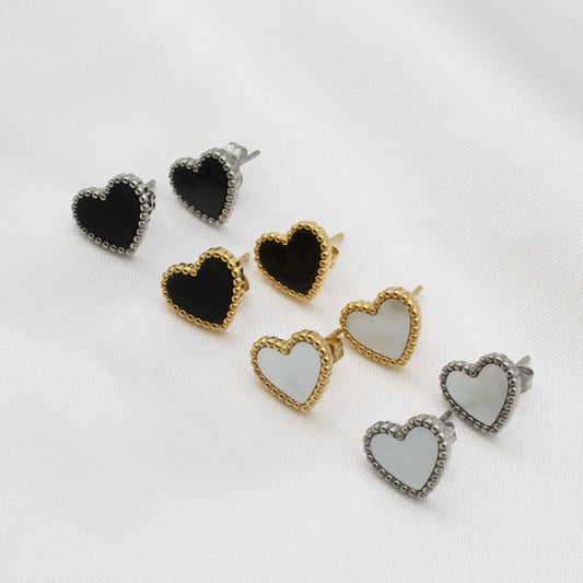 stainless steel gold plated Small Heart Stud Earrings