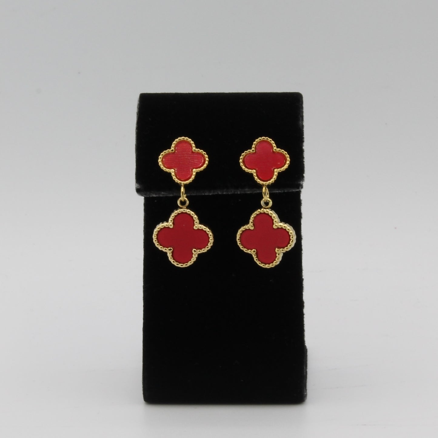 LUCY RED CLOVER DANGLE EARRINGS