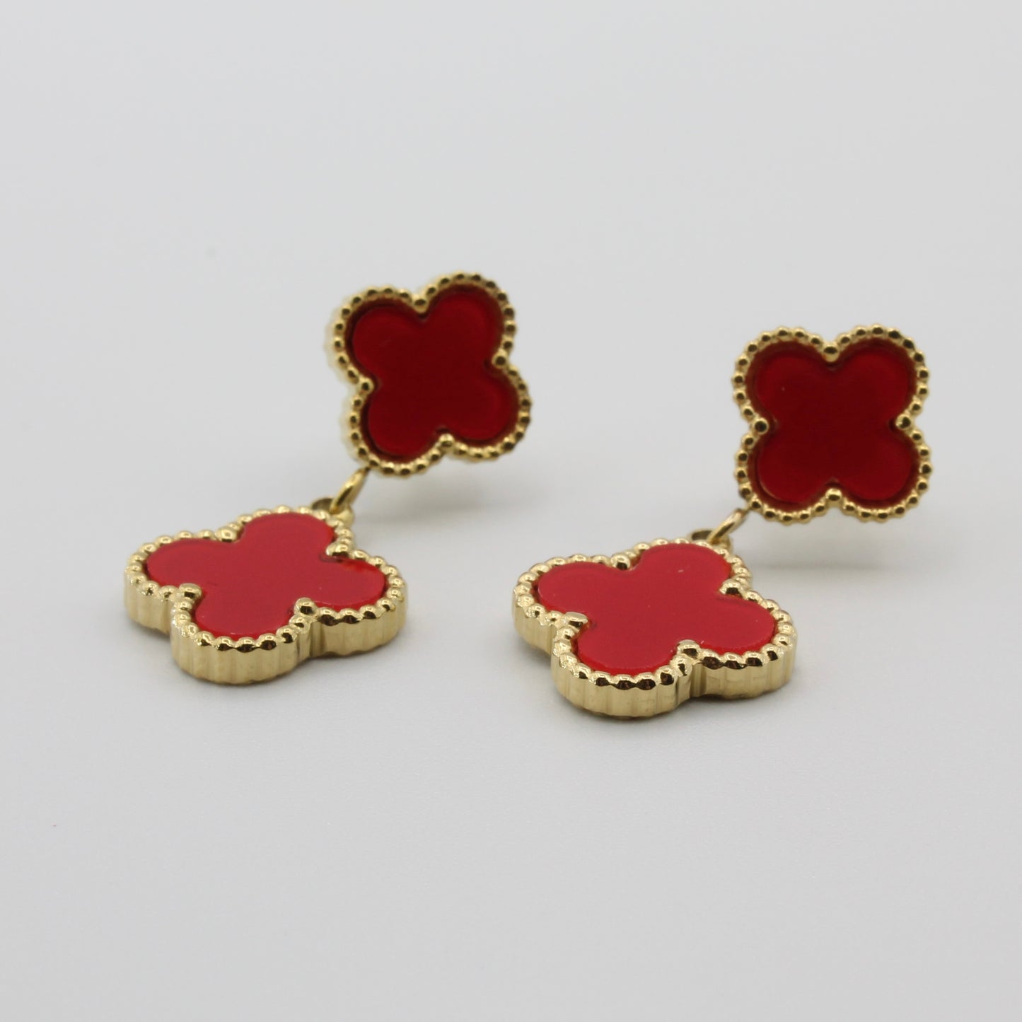 LUCY RED CLOVER DANGLE EARRINGS