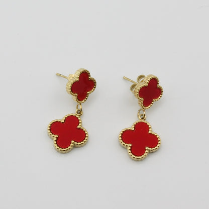 LUCY RED CLOVER DANGLE EARRINGS