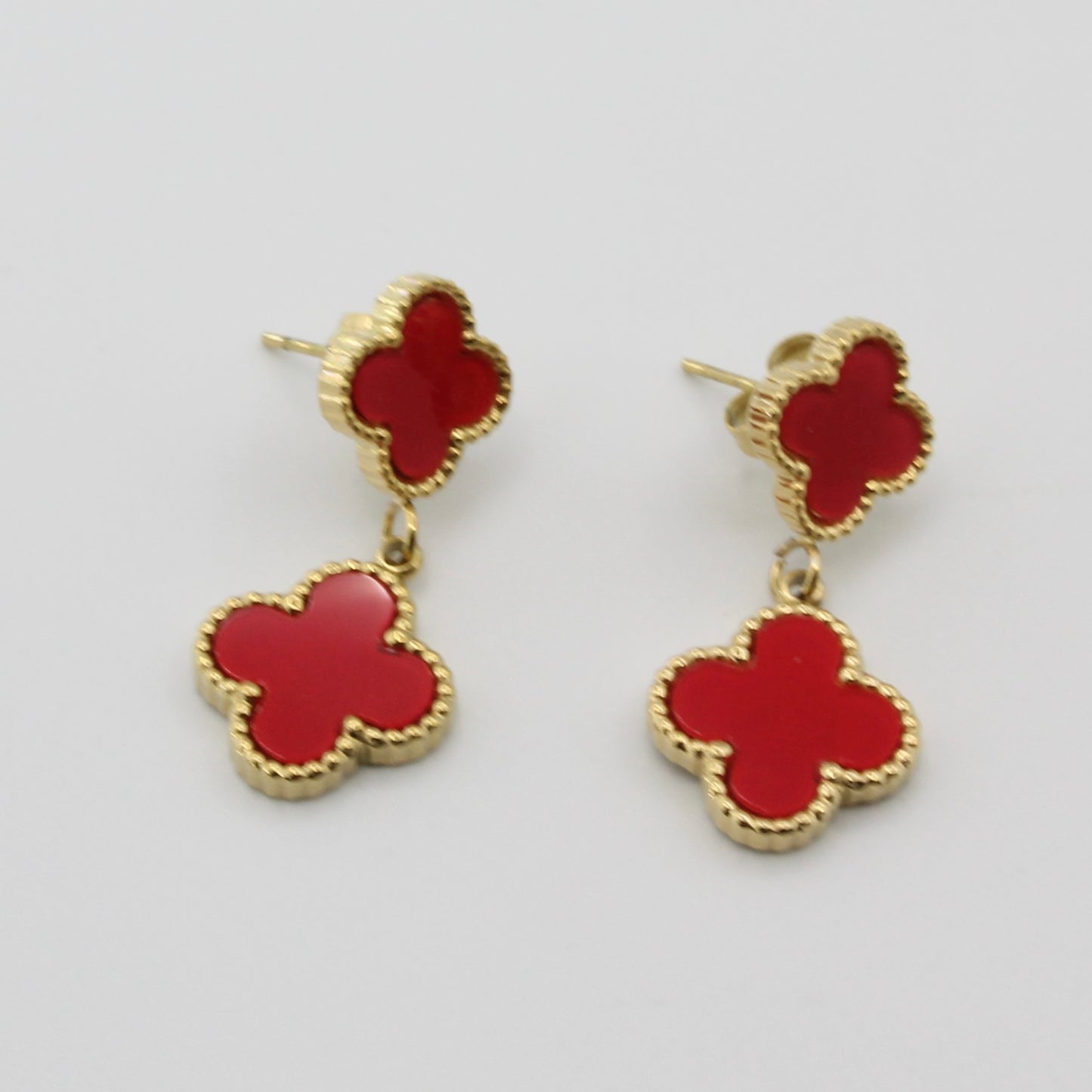 LUCY RED CLOVER DANGLE EARRINGS