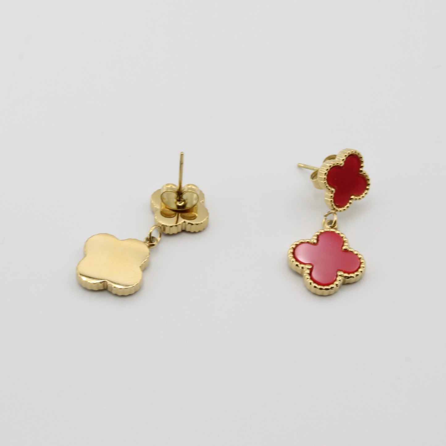 LUCY RED CLOVER DANGLE EARRINGS