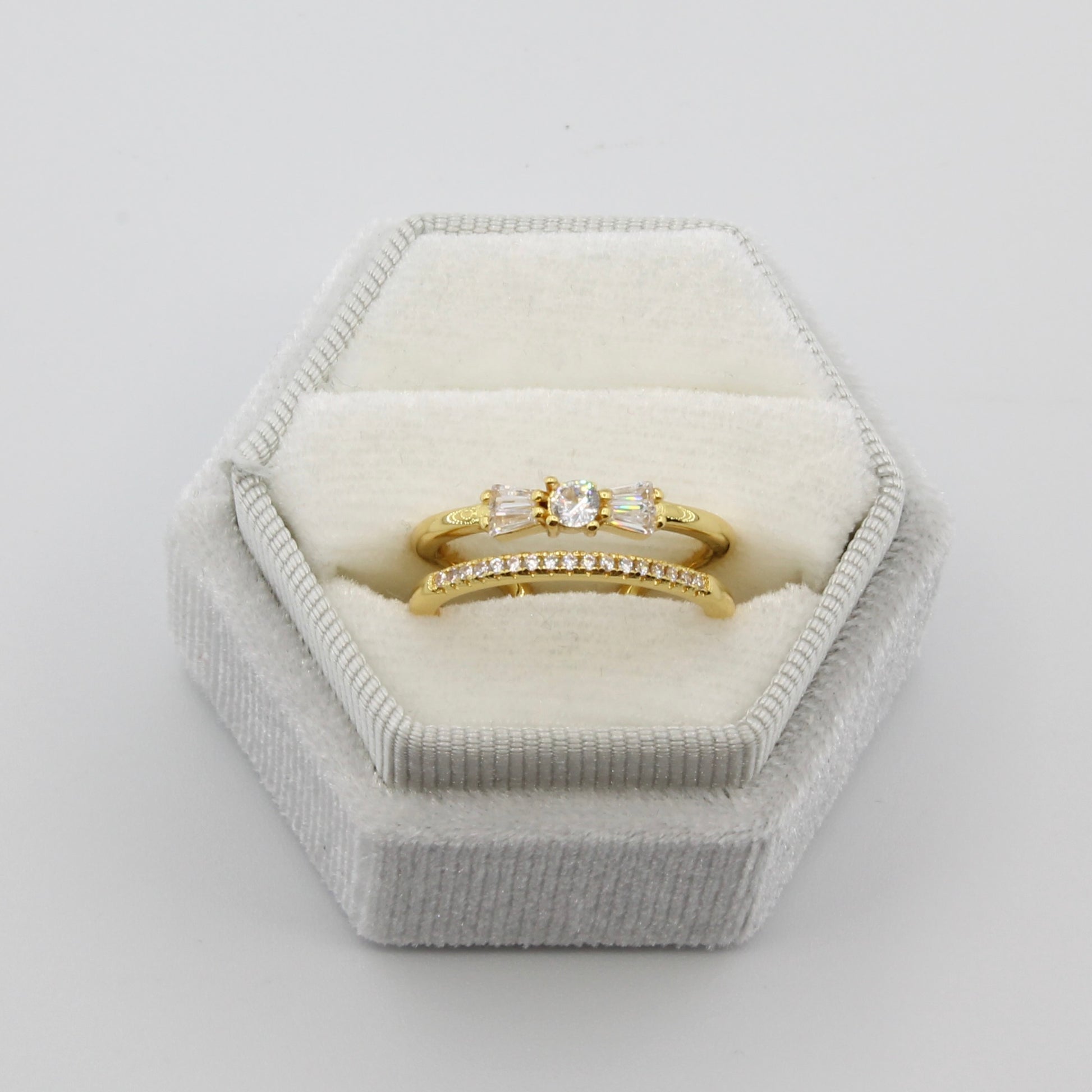 gold plated white zirconia bow open ring