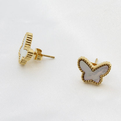 WHITE BUTTERFLY STUD EARRINGS