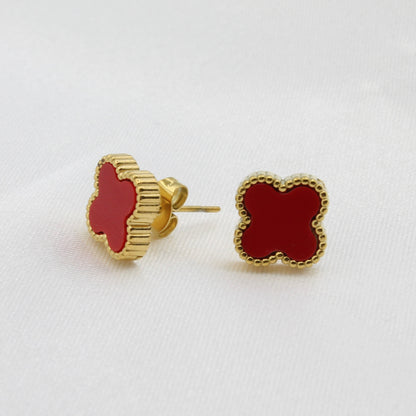 LUCY RED CLOVER STUD EARRINGS