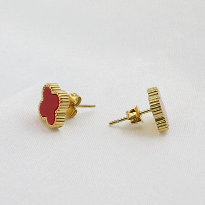 LUCY RED CLOVER STUD EARRINGS