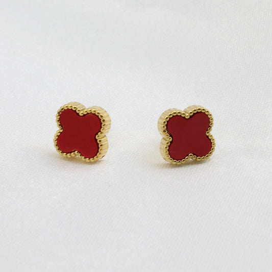 LUCY RED CLOVER STUD EARRINGS