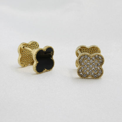 TWIN BLACK CLOVER EARRINGS