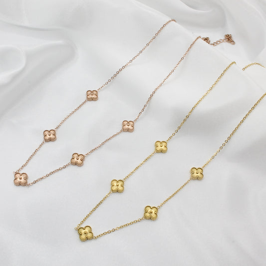 Gold Plated Stainless Steel Clover Necklace