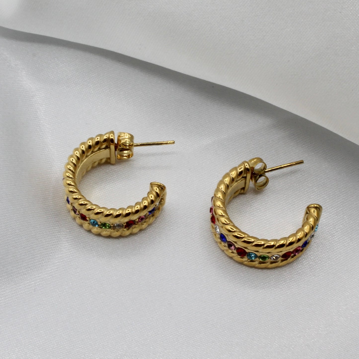 STEPHANIE HALF HOOP STUD EARRINGS