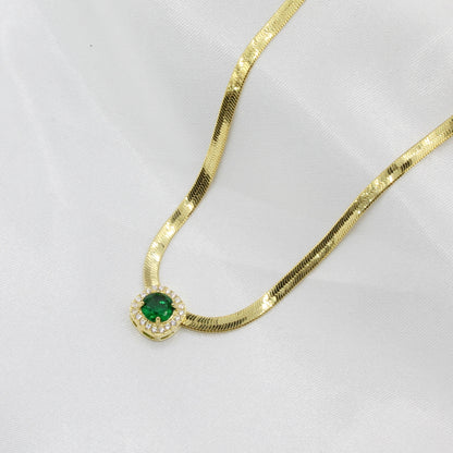 Emerald Green Zirconia Snake Necklace