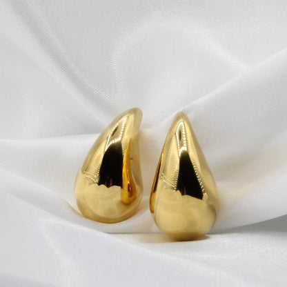 Gold Plated Stainless Steel Teardrop Stud Trendy Earrings