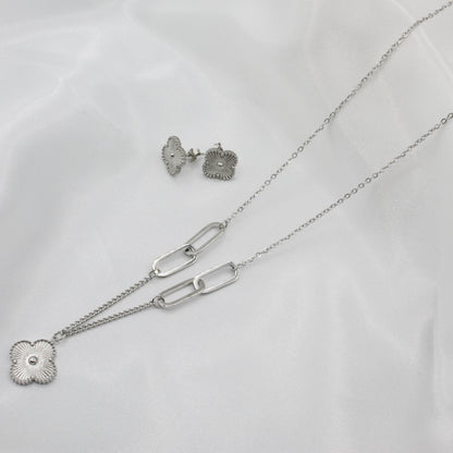 LUCKY SILVER CLOVER SET