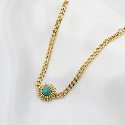 Gold Plated Stainless steel blue sun chain bracelet