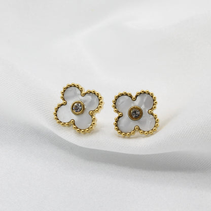 gold plated stainless steel lucky clover stud earrings