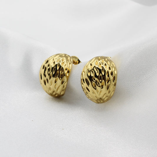 gold plated stainless steel moon stud earrings