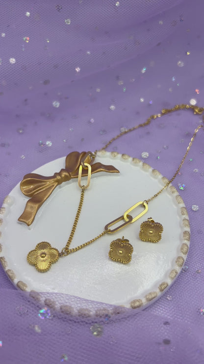 LUCKY GOLD CLOVER SET